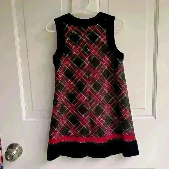 The Children's Place Plaid Jumper Dress with Center Pleat Velvet Neck & Hem 4T - Picture 4 of 4